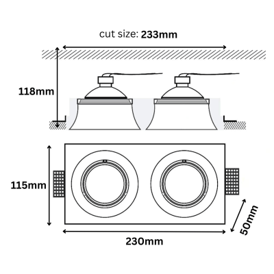 قاب توکار بدون لبه مدل لیانا LIANA